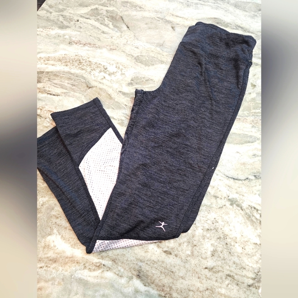 Danskin Now Gray Cropped Leggings L/G | Mesh Detail Workout Pants